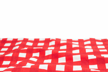 Red napkin isolated on white background.