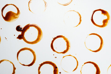 Coffee stains isolated on white background.
