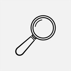 Magnifying glass of black color. Line Vector search icon on white background