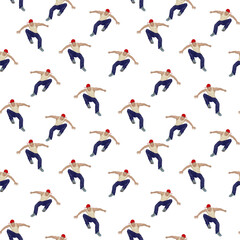 Sports Man jumping seamless pattern background Parkour People Extreme running