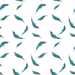 Falling green leaves Pattern Watercolor illustration
