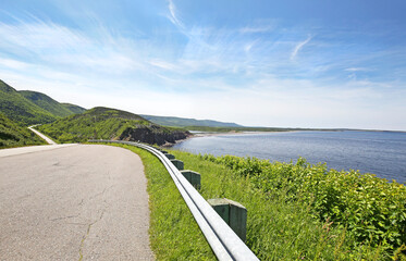 Beautiful coastal Road. Cabot Trail, Cape Breton Highlands National Park,  Nova Scotia, Canada