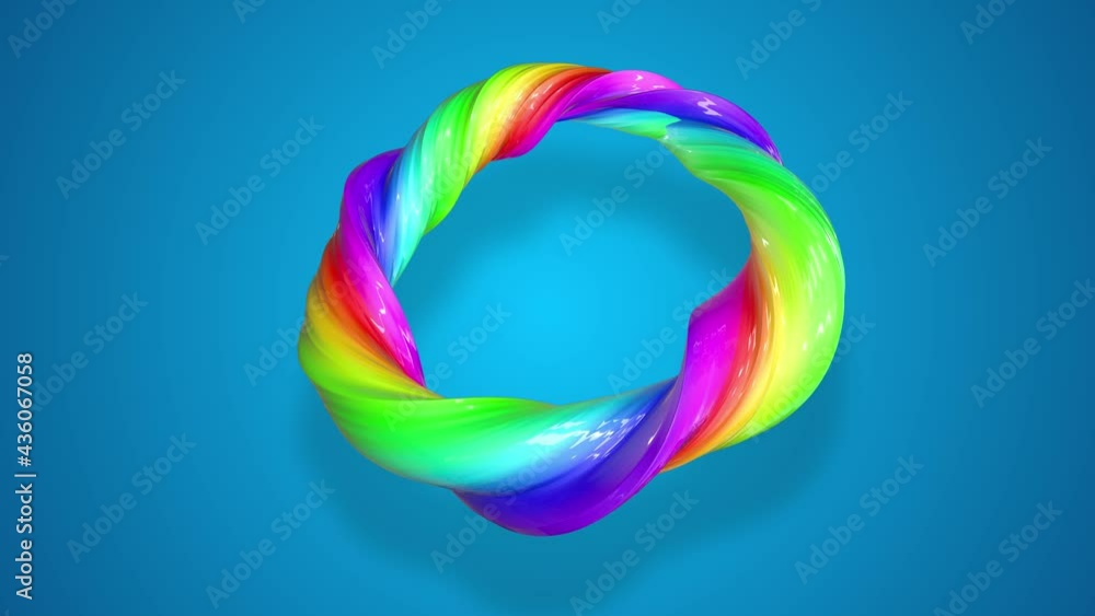 Poster abstract colorful creative background with stream of mixed oil paints that form ribbon of rainbow co