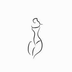 woman silhouette suimsuit line illustration
