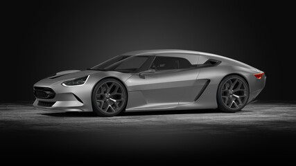 Obraz na płótnie Canvas 3D rendering of a brand-less generic concept car