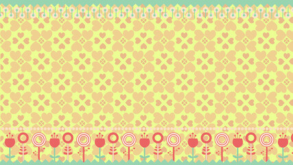 Floral frame on yellow background cartoon vector. Spring flower background