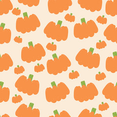 Pumpkin seamless pattern background. Hand drawn style. Vector illustration.