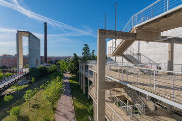 Cityscpe of The Tierno Galvan Park (Planetarium Park) Madrid, Spain