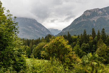 View at Linderhof palace and park in Bavaria, South Germany, Europe