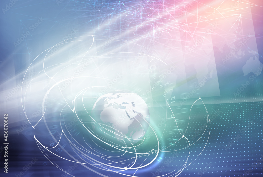 Poster global internet connection background through the world