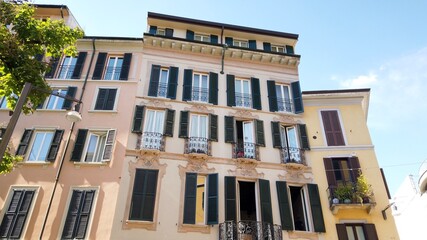 Europe, Italy , Milan May 2021 Historic classic building in Brera district , on of the most expensive area in downtown of the city 
