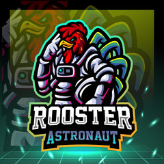 Rooster astronaut mascot. esport logo design