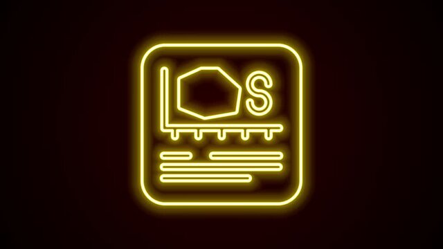 Glowing neon line Area measurement icon isolated on black background. 4K Video motion graphic animation