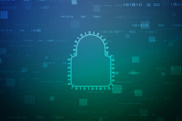 2d illustration Safety concept: Closed Padlock on digital background
