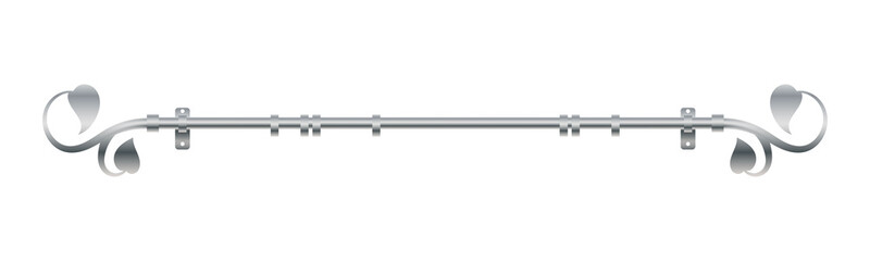 Vector illustration cornice for curtains isolated on white background. Realistic metal curtain rod and accessories icon in flat cartoon style. New curtain pole with rings for interior design.