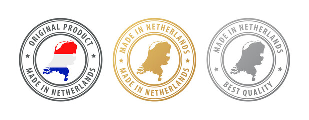Made in Netherlands - set of stamps with map and flag. Best quality. Original product.