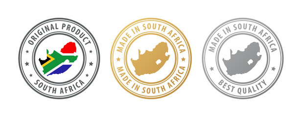 Made in South Africa - set of stamps with map and flag. Best quality. Original product.