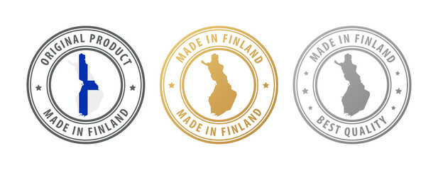 Made in Finland - set of stamps with map and flag. Best quality. Original product.
