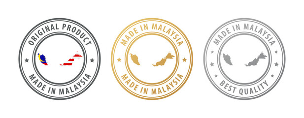 Made in Malaysia - set of stamps with map and flag. Best quality. Original product.