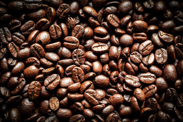 Roasted Coffee Beans background texture. 
