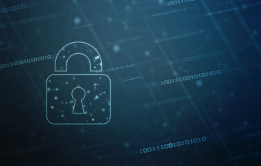2d illustration Safety concept: Closed Padlock on digital background
