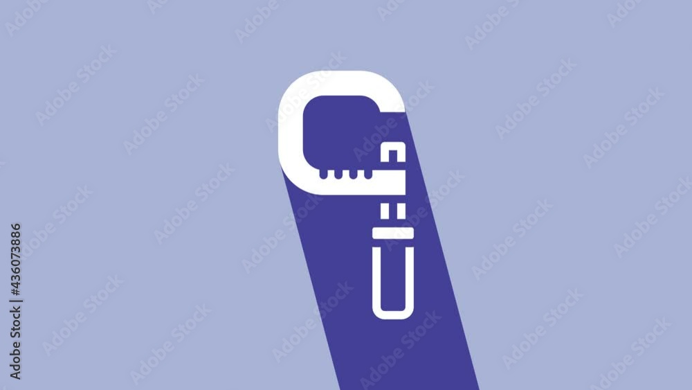 Poster white micrometer icon isolated on purple background. measuring engineer tool. universal device desig