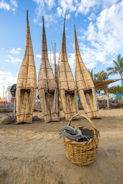 "Caballitos de Totora" a traditional way of sailing near the coast, used by Fishermen from the North of Peru, a great tourist and cultural attraction