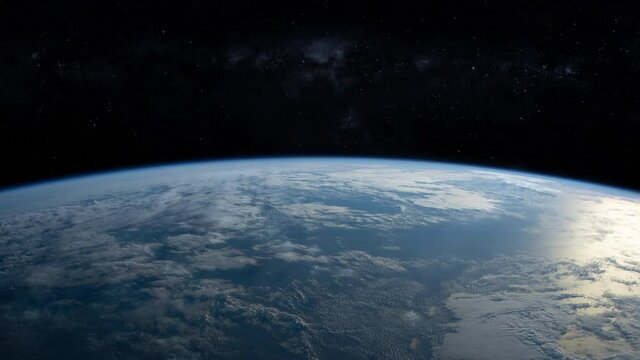 Sunset lights on planet earth scenic view from space time lapse. Contains images furnished by Nasa