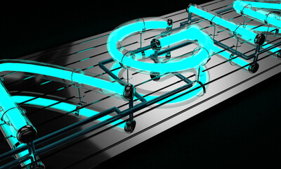 3D Neon superscription close