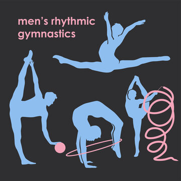 Men's rhythmic gymnasts set silhouettes