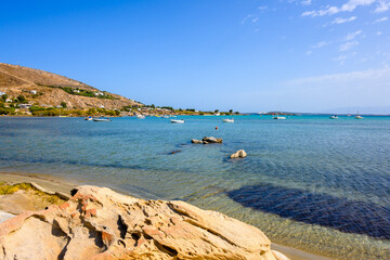 Beautiful bay with blue crystal waters. Paros island, Greece