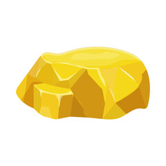Gold nugget, mineral boulder in cartoon style isolated on white background. Shiny object, ui asset, mine element, ore.