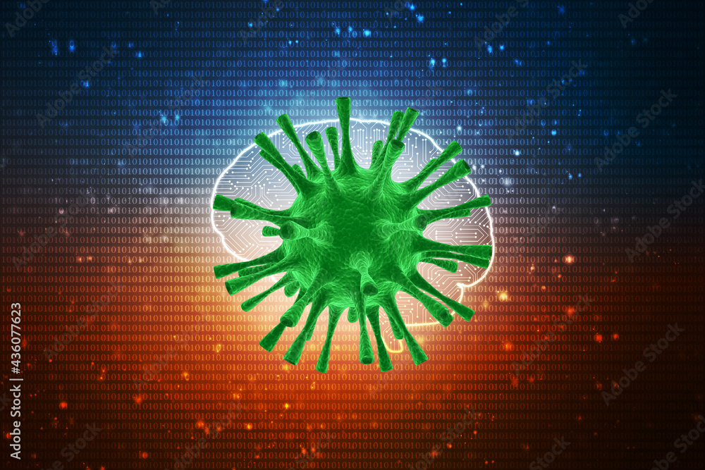 Poster 3d rendering virus bacteria cells background