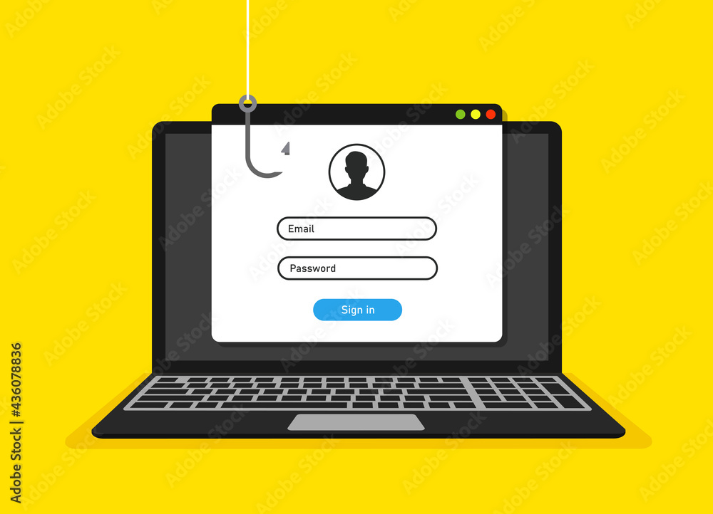 Poster login page on laptop screen and hacking concept
