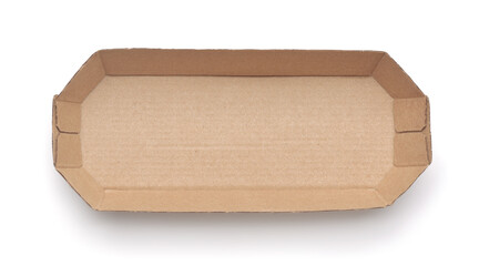 Top view of empty brown disposable paper fast food tray