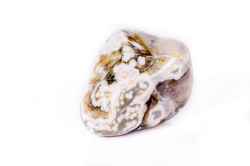 Obraz premium Macro mineral stone Jasper oceanic on a white background
