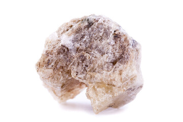 Macro minerals spodumene stone on a white background