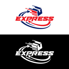 Fast Box Logo Vector. Express Moving Box Logotype. Delivery and logistic logo design concept.