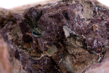 Macro mineral stone Chalcedony on a white background