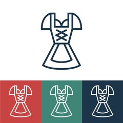 Linear vector icon with Bavarian women suit