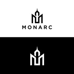 Letter M line logo design. Linear building symbol. Universal elegant vector sign design. Premium business logotype. Graphic alphabet symbol for corporate business identity