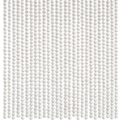 Natural pale pearl beads (necklace) hanging isolated on white