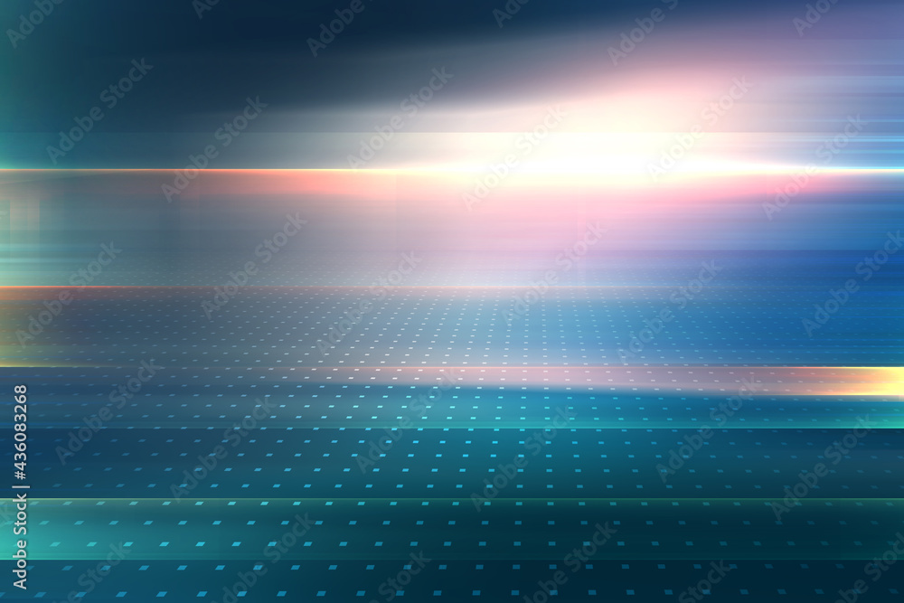 Poster graphical abstract background with lens flare and glowing line in the distance