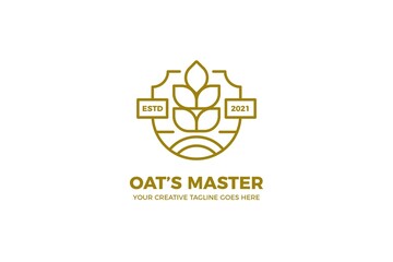 Oat Grain Healthy Food Monoline Logo Template