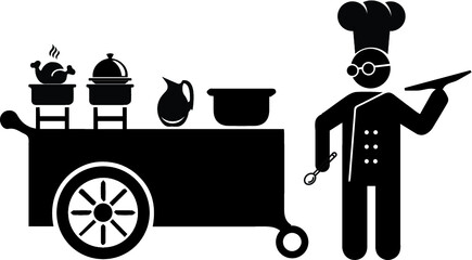 buffet in restaurant icon, vector illustration, black sign on isolated background