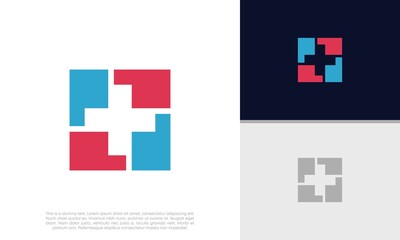 Abstract logotype for medical pharmacy. Logo design template. Medical health. Community logo design.