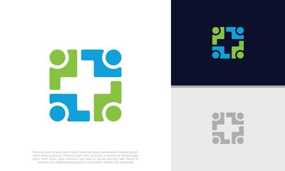 Abstract logotype for medical pharmacy. Logo design template. Medical health. Community logo design.