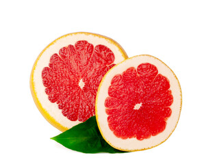 Fresh grapefruit slices isolated on a white background