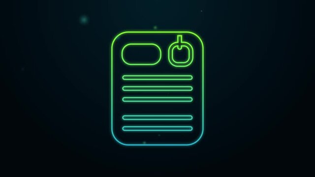 Glowing neon line Dossier folder icon isolated on black background. 4K Video motion graphic animation