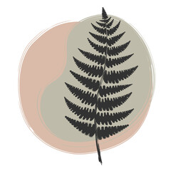 Trendy fern line art vector. Minimal drawing cute floral illustration for print